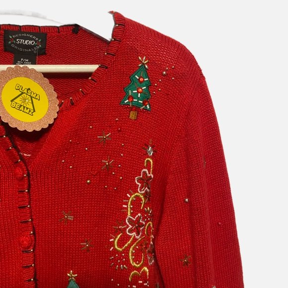 Vintage Designers Studio Originals Red Embellished Christmas Sweater - P… - Picture 5 of 16